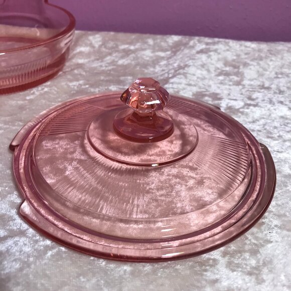 Heisey Vintage Pink Depression Glass Lemon Butter Dish Panel & Pleat Collectible - Picture 6 of 10